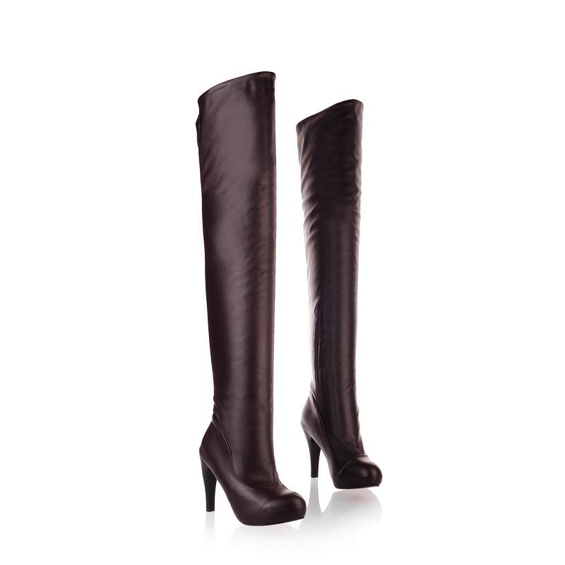 Sexy Spuer High Heel Over The Knee Boots Women Platform Stretch Boots Zipper Autumn Winter Fashion Women Shoes Black White