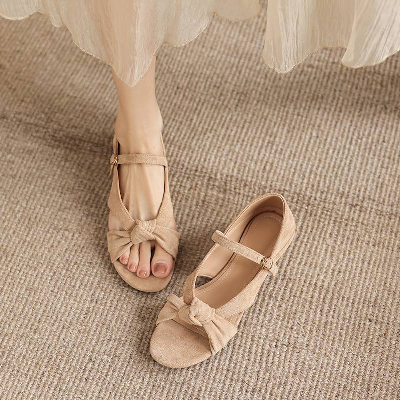 

Krazing Pot Flock Low Heels Concise Style Bow Tie European Design Summer Size 43 Size 42 Women Sandals 43 абрикосовий