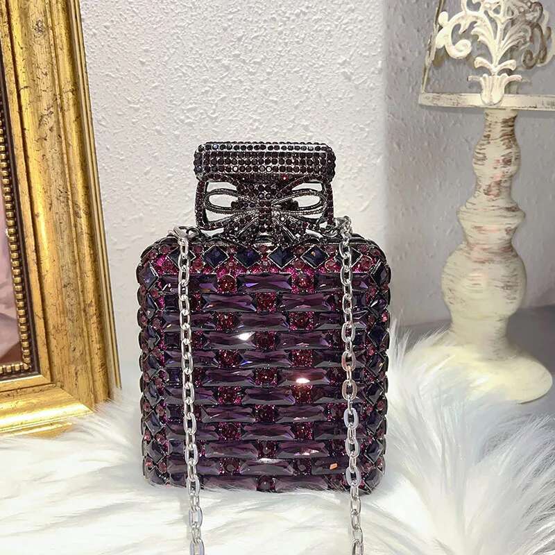

Perfume Bottle Crystal Evening Bags Women Luxury Gorgeous Handmade Metal Rhinestone Purses And Handbags Wedding Party