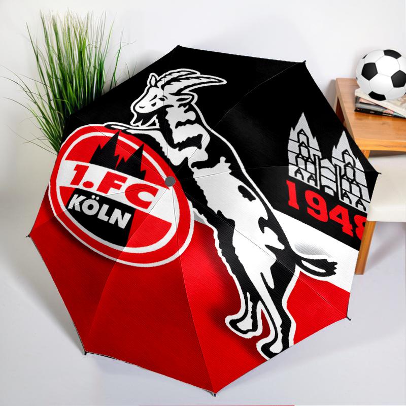 Ziegen Fußball Club Köln Automatischer Faltregenschirm - 8-Speichen Reise-Regenschirm mit Automatischer Öffnung/Schließung & Tragbar, Geschenk für Weihnachten, Geburtstage