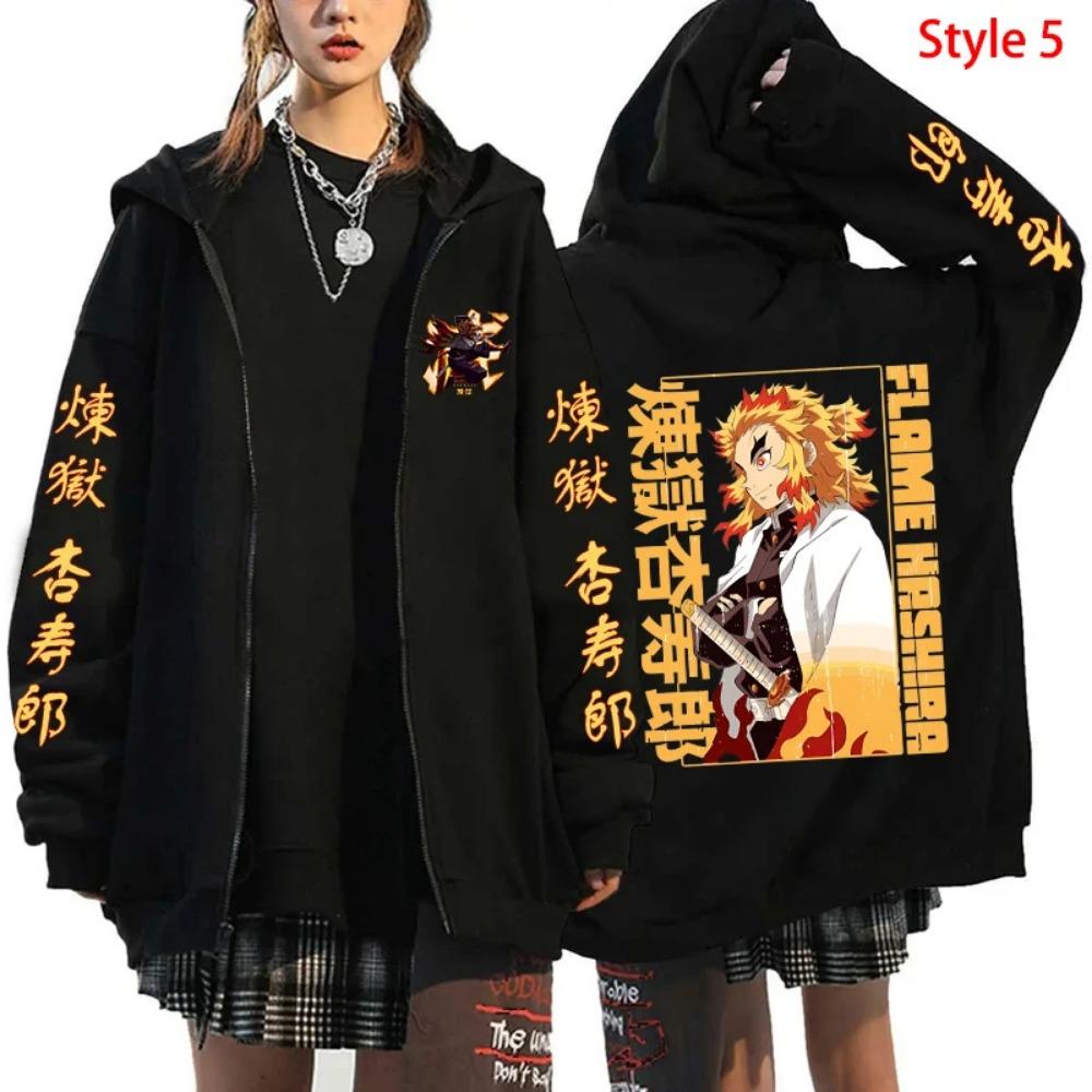New Anime Printed Zipper Hoodie Men's and Women's Autumn/Winter Fashion Long Sleeve Hoodie Casual Zipper Sweatshirt