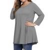 Women's Fashion Casual Colour Round Neck 3/4 Sleeve T-Shirt Top