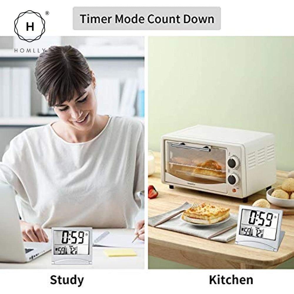 Homlly Slim Digital Travel Alarm LCD Clock with Calendar Timer Temperature Snooze Mode