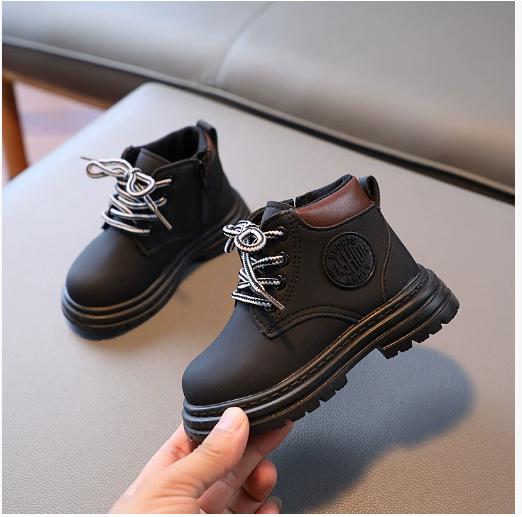 Children Winter PU Leather Waterproof Plush Boots Girls Snow Boots Children Trend Fashion Kids Warm Boots Boys Cotton Shoes Kids