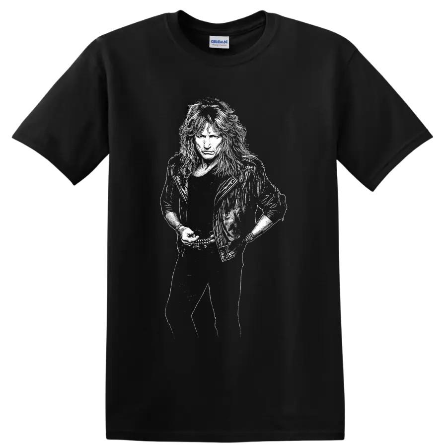 T-shirt Portrait du Chanteur Rock David Coverdale T-shirt Classique pour Fan de Musique Hard Rock