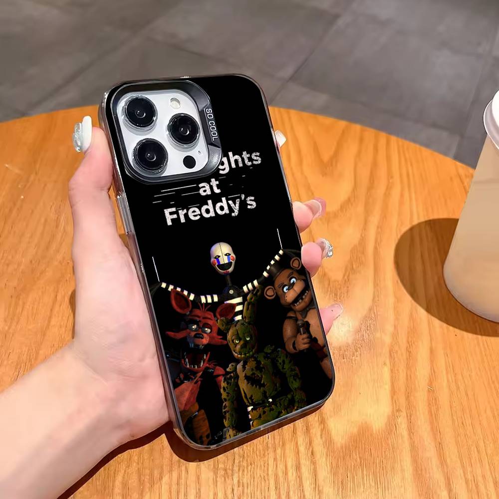 Five Nights At F-Freddys Fnaf Phone Case For iPhone 17,16,15,14,13,12,11 Plus,Pro Max,XS,Colored Silver Plated Inside Cover
