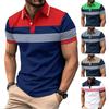 New Men's Casual POLO Shirt Lapel Buttons Business Stripes Versatile Fashion T-shirt Loose Tops