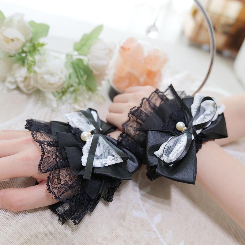 Sweet Cute Wrist Cover Hand Sleeves Detachable Fake Flared  Cuff Elastic Sweater Blouse Decorative Sleeves Cosplay Accessory