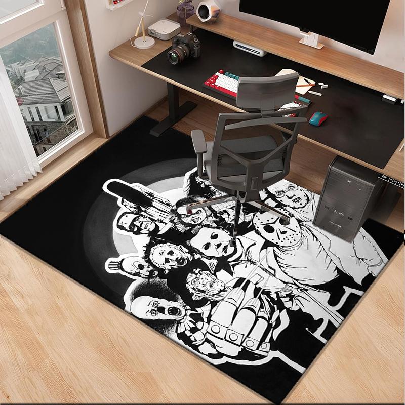 Horror Movie Icons Office Rug Chair Mat, Game Carpet, Suitable for Front Door, Bedroom, Living Room, Desk, Holiday Gift