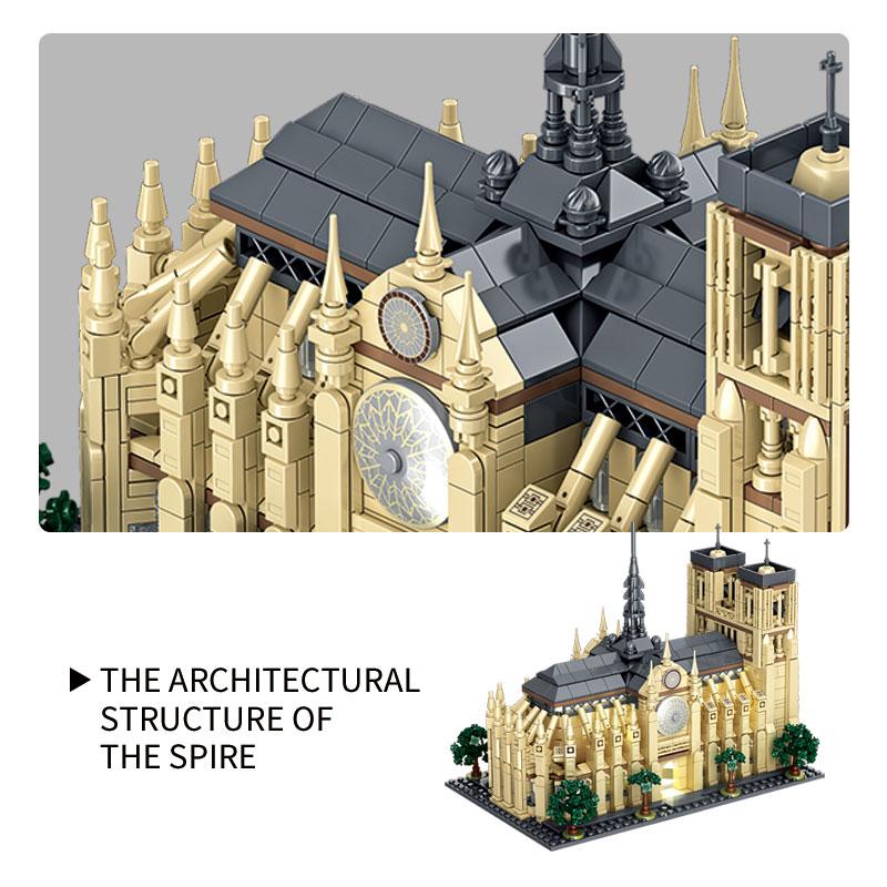 Cathédrale Notre-Dame de Paris Building MOC Toy Educational Building Block Famous Architecture Kit Children's Gift No.T2106