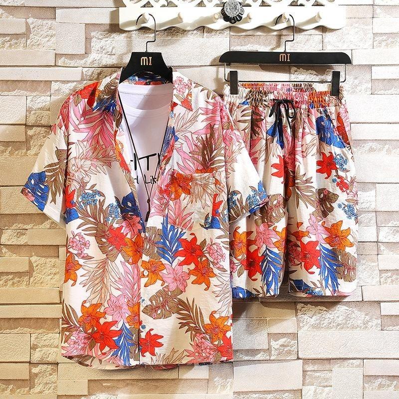 

Fashion Summer Matching Sets Casual Loose Fit Short Sleeve Buttons Shirts & Shorts Outfits 2026 Vintage Beach Bohemian Tracksuit S