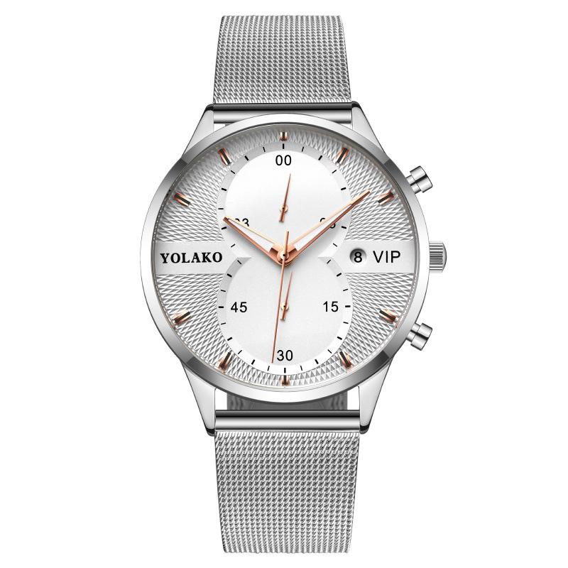 

Изготовление на заказ европейских и американских модных календарей VIP мужские часы мужские часы сетчатый ремень Милан с кварцевыми часами