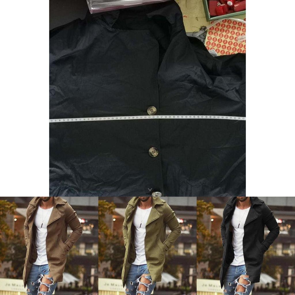 Men Lapel Trench Coat Outwear Overcoat Elegant Long Sleeve Winter Casual Warm Jacket