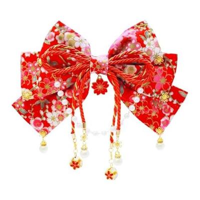 Baramoly Hair Accessory, Tsumami Zaiku Flower Hair Clip for Girls, Kimono, Yukata, Hakama, Formal Occasions, Red HF015