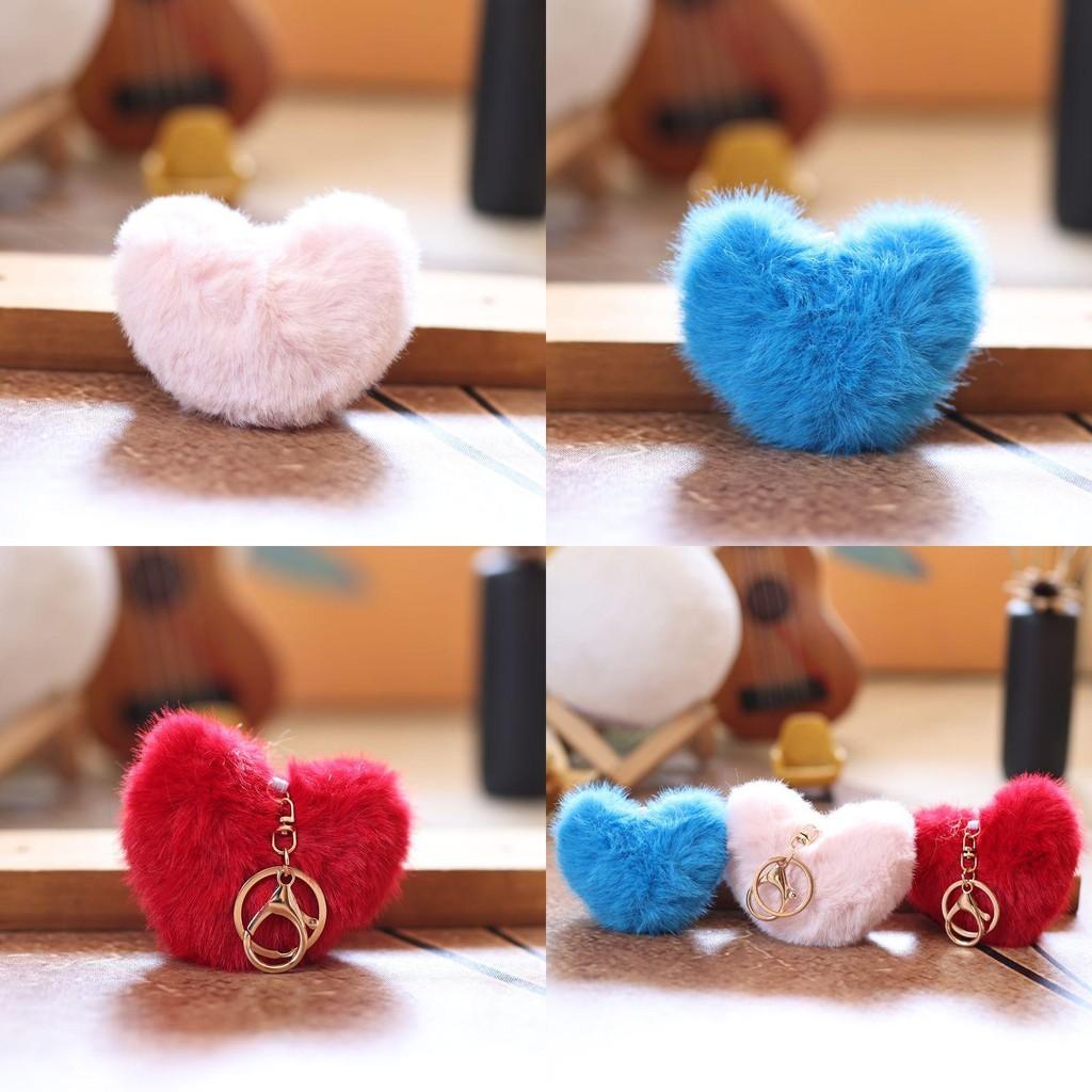 Design Heart Pendant Plush Stuffed Keychain Ultra Soft Pp Cotton For Gift Girls