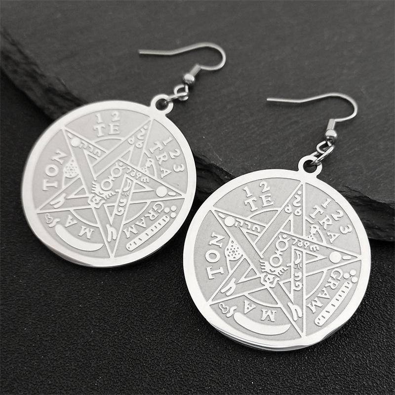 Je Tetragrammaton Hebrew Pentagram Stainless Steel Earrings for Women Gold Color Charm Earring Drops Jewelry E6064S02