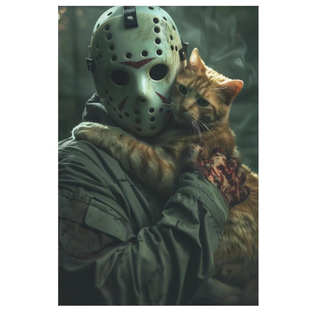 Canvas Painting Jason Mask Halloween Costume Anime Horror Freddy Vs. Jason Theme Film and Television Role-playing Mask for Living Room Decoration