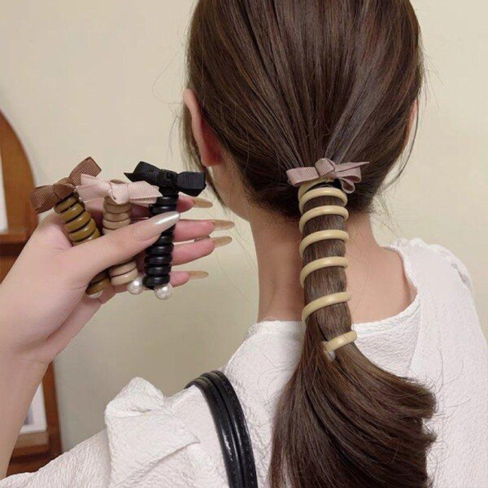 

Резинка для волос пружинка телефонного шнура, лента-резинка для волос, проволочная резинка для волос, эластичное кольцо для волос gray