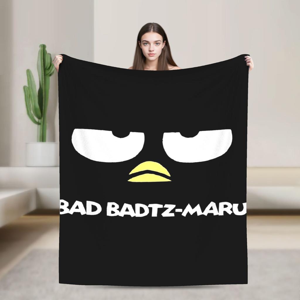 Kawaii Black Penguin Blanket Bad Badtz Maru Super Warm Pattern Plush Throw Blanket For Couch Bed Flannel Bedspread Bed Cover