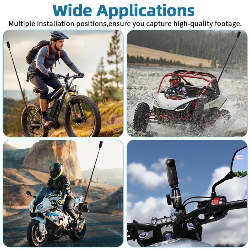 Motorcycle Mount kit for Insta360 X5 X4 X3 X2 RS DJI GoPro Double Clamp Handlebar Selfie Stick for Insta 360 Mount Accessories