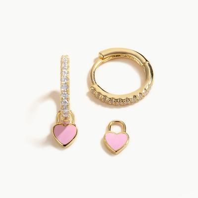 925 Ayar Gümüş Narin Pembe Emaye Kalp Dangle Küpe Kadınlar Için İmitasyon İnci Ay Yıldız Charm Küpe Takı