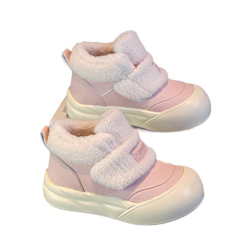 Children's White High-Top Velcro Shoes 2025 - Plus Velvet, Thick Sole