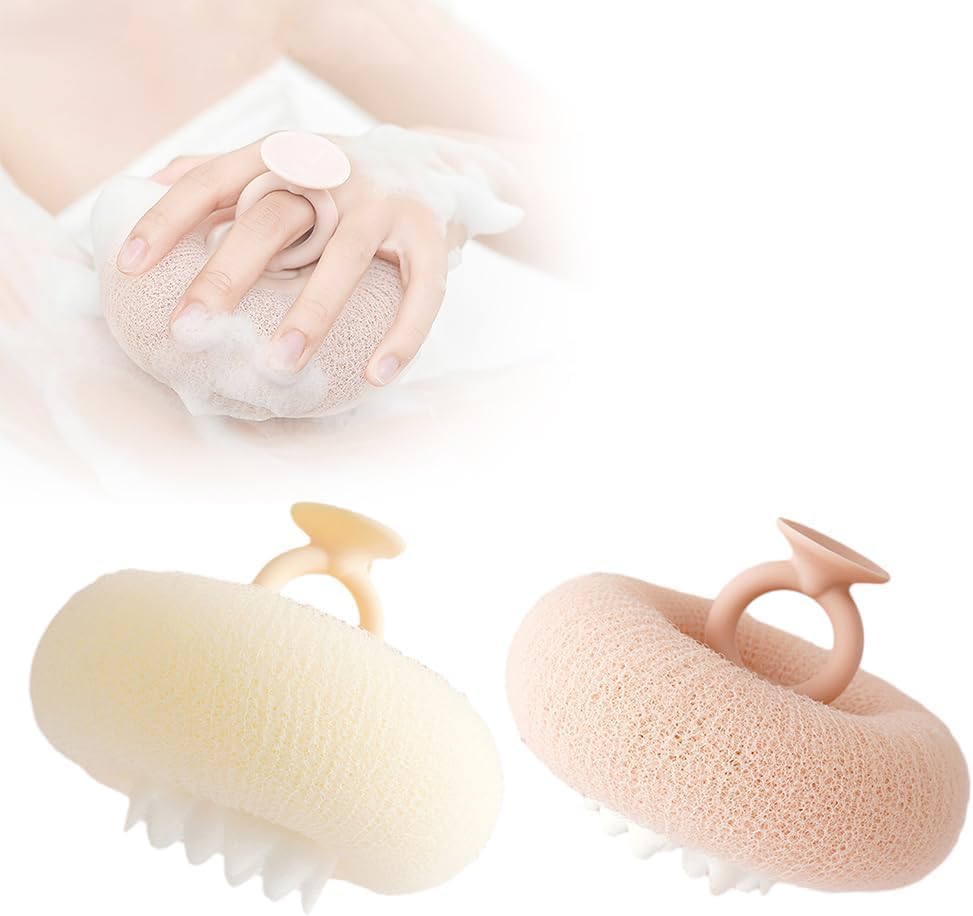 Super Soft Sunflower Suction Cup Bath Ball, 2025 New 2-in-1 Sunflower Bath Ball Exfoliating Bath Sponge Cleaning Brush, Sponge Mesh Pouf Shower Ball