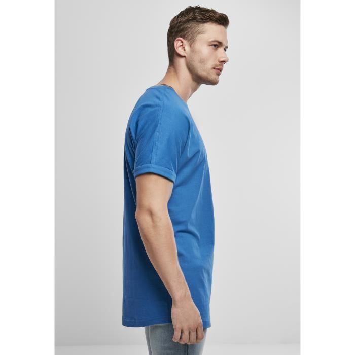 T-shirt - Urban Classics - Long Shaped Turnup Tee - Bleu - 100% coton - Manches courtes