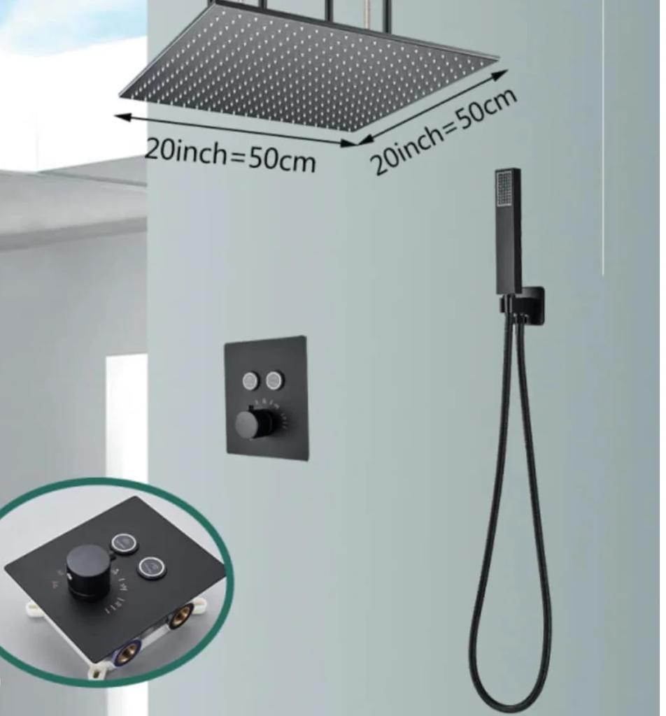 Smart Multifunction Brushed Rose Gold Bathroom Shower Faucet Concealed Rainfall Shower Faucet Ceiling Black Bath Shower Mixer