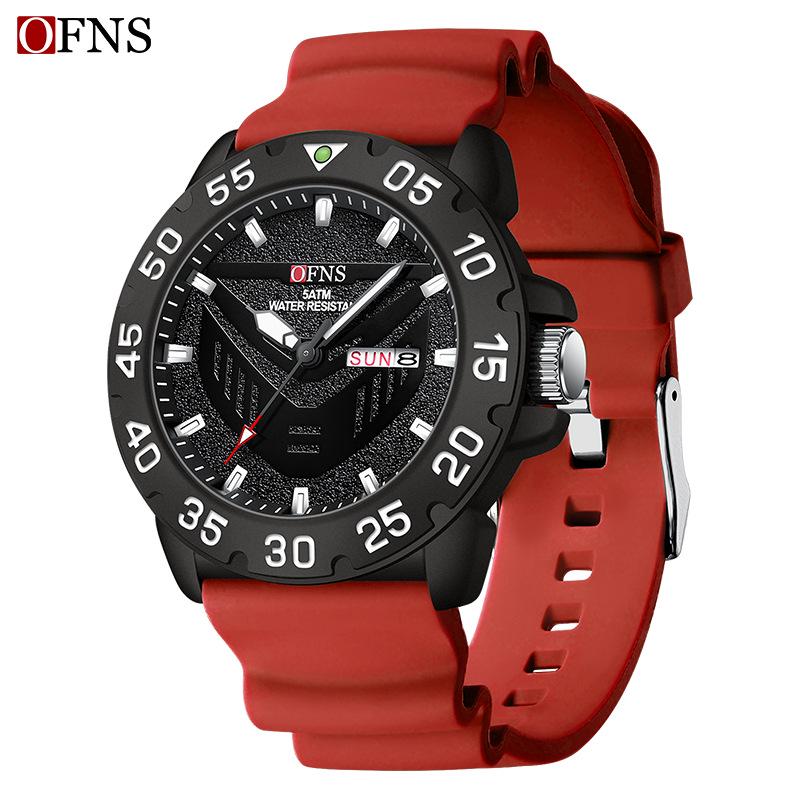 Oufannishi Men's Fashion Quartz Watch - Luminous, Waterproof, Silicone Strap, Double Calendar