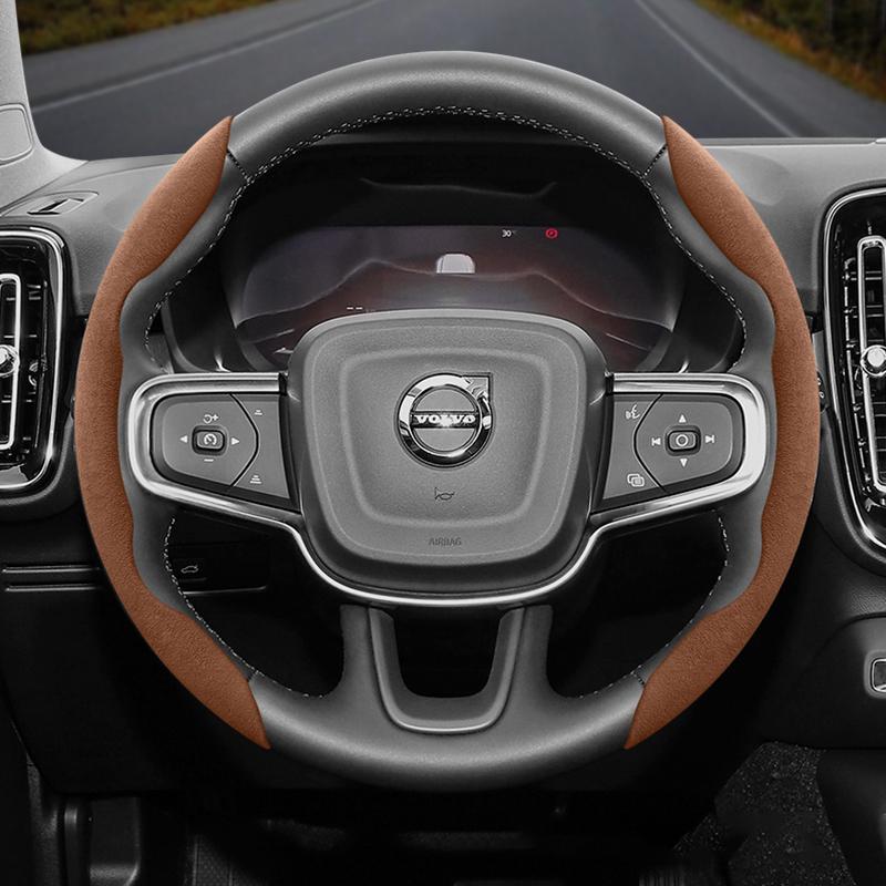 Suitable for Volvo Anti-Slip Buckle Segmented Suede Steering Wheel Cover Suitable for V40 V70 S60 C30 S40 S90 Xc90 Xc70 Xc Vnr