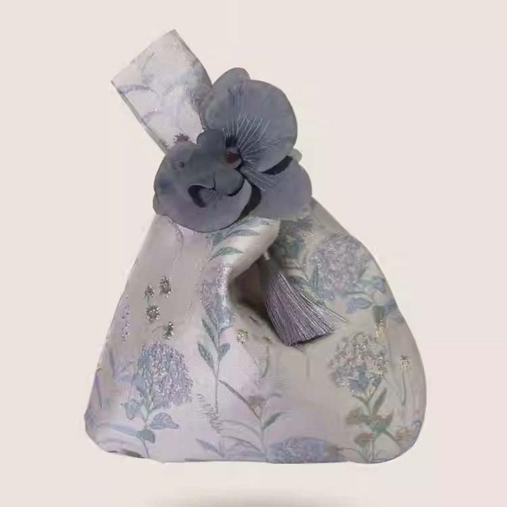 Orchid Flower Tassel Knot Wrist Bag Temperament Small Item Pouch Cosmetic Bag