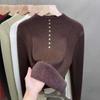 Half Turtleneck Sweater for Women Velvet Bottoming  Autumn Winter New Knitted Trendy Top