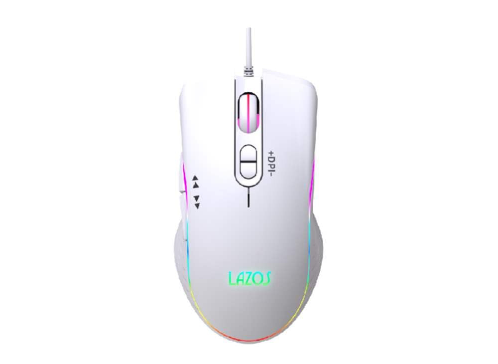

LAZOS RGB Gaming 7 for PC and Computer Mouse, Buttons, White, Gaming, L-MSG7-W білий