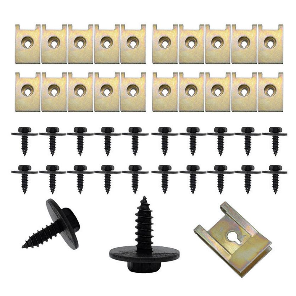 40 buc șuruburi cu cap în cruce pentru bara de protecție pentru mașină, șasiu, protecție motor, piuliță/șurub, șaibe în formă de U Clip pentru BMW E46 E92 E90 F10