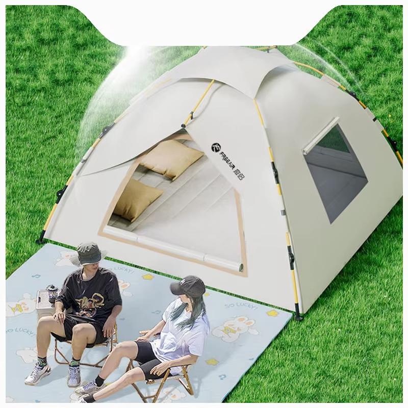 3-4 Double Automatic Pop-Up Tent with Fiberglass Poles Square Oxford Cloth Camping Shelter Quick Setup 3-Second Design