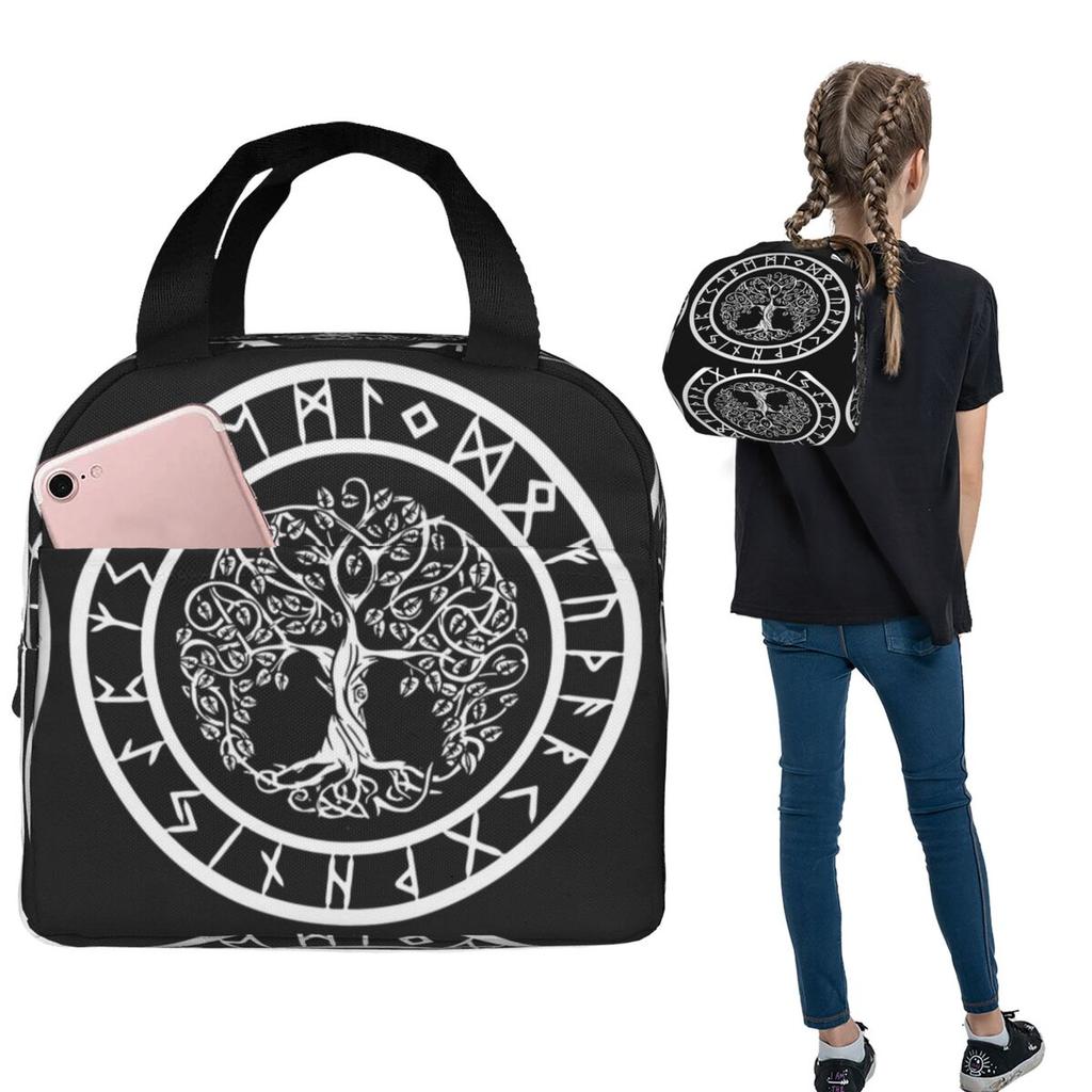 Nordic Viking Scandinavn Odin Symbol Insulated Lunch Bag for Women Kids Portable Food Boxes Thermal Lunch Box Tote