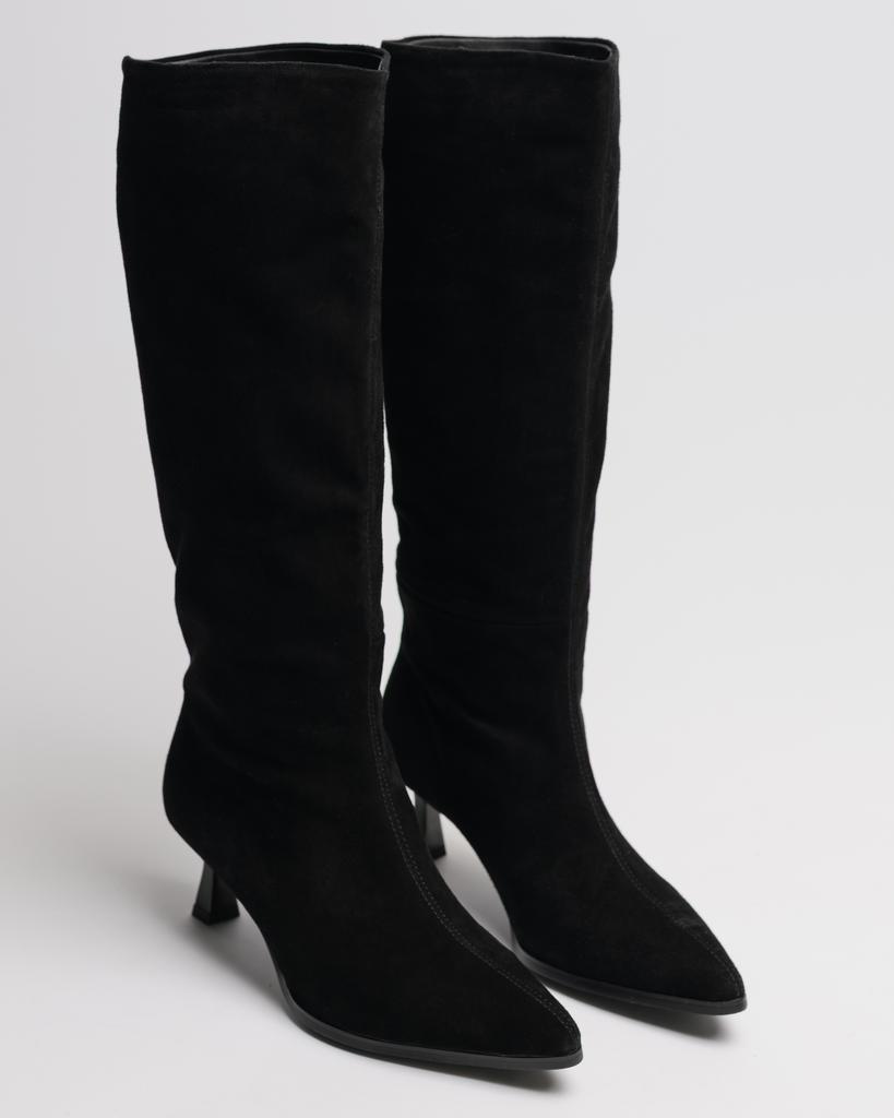 Сапоги на шпильке Melanda 61058 37 черные замша велюр