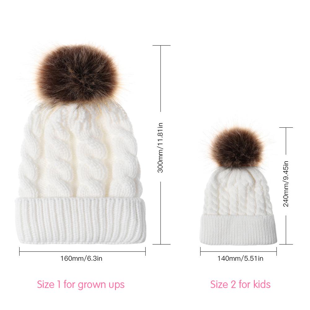 Winter Warm Women Knitted Crochet Wool Hat Hair Ball Earmuffs Caps Infant Toddler Kid Cute Hairball Beanie Cap