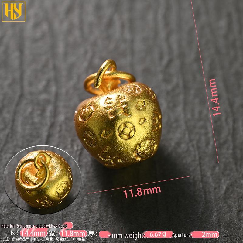 Copper-Plated 24K Gold Persimmon and Peach Pendant Charms for DIY Jewelry