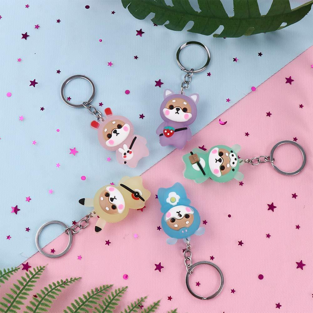 Cartoon Shoulder Bag Bear Pendant Shiba Inu Key Rings Doll Pendant Flashing Light Keychain Keychain