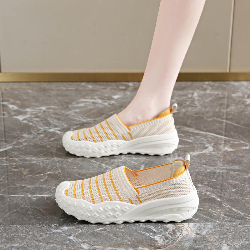 

Fashion Women s Shoes 2025 New Summer Loafer Mesh Breathable Thin Fabric Shoes Casual Sneakers Fashionable Anti Slip Casual Shoes 34 жёлтый