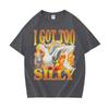 I Go Too Silly Funny Goose Emoji Hip Hop TShirt Graphic Harajuku Cozy Short Sleeve Casual Tee Shirt Comfort Clothing