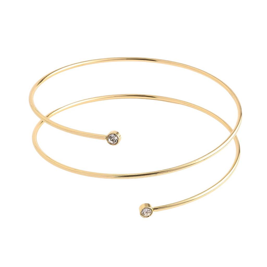 Minimalistiskt europeisk-amerikanskt öppet armband i metall med inlägg av diamanter