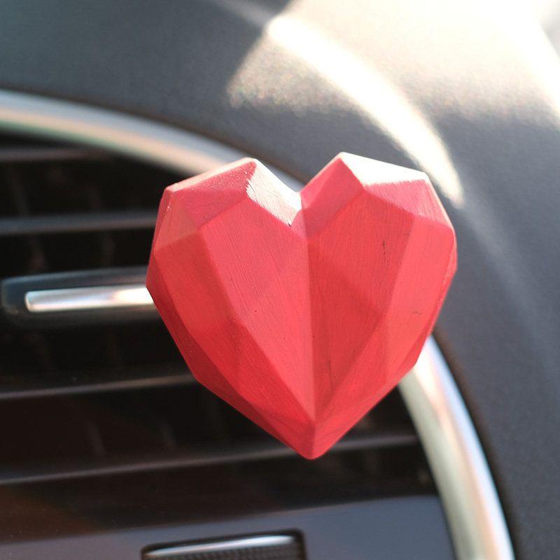 Car Perfume Air Vent Clip Creative Car Fragrance Diffuser Stone Heart-Shaped Car Interior Accessory Light Fragrance Long-Lasting for Women Small Heart-Shaped Air Vent Cover - Red