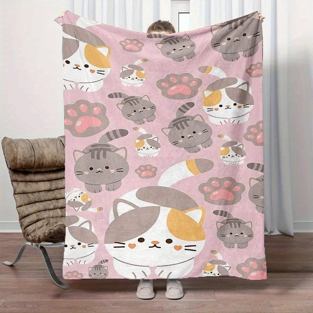 1Pc Cats, Paws Print Flannel Blanket, High quality Digital Printing, Comfortable for All Seasons, Home DecorGifts821027