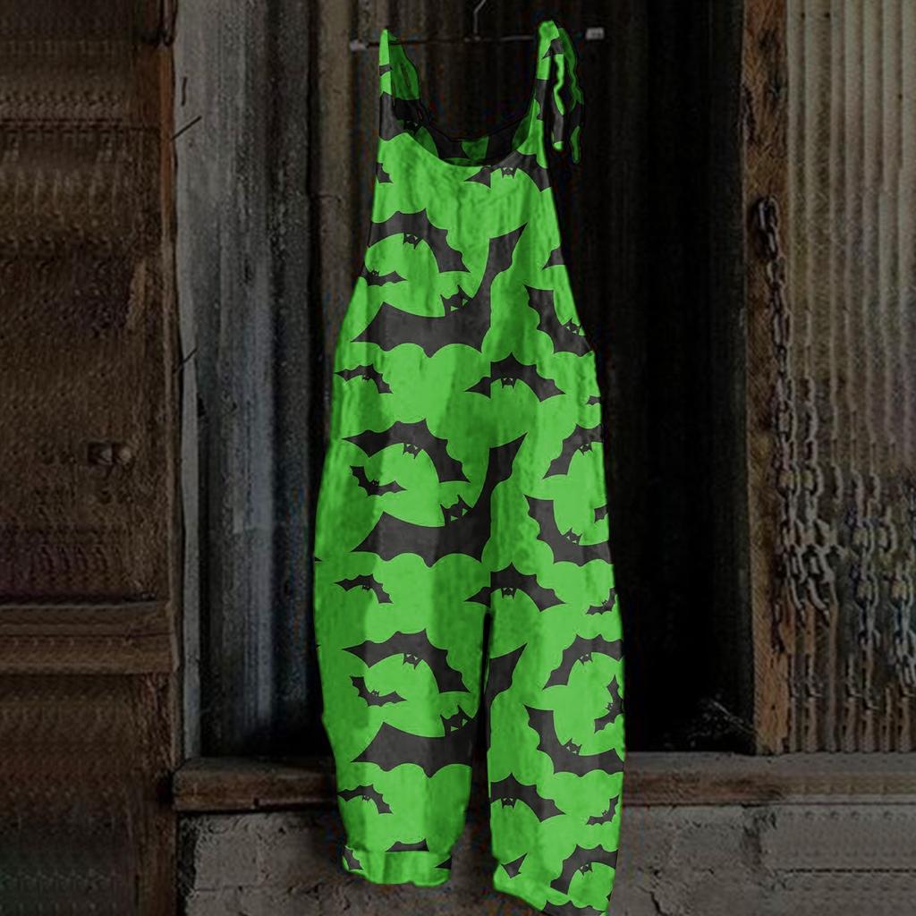 Kombinezon damski Halloweenowy nadruk Casual Luźny pasek na ramię w stylu vintage Bawełniana pościel