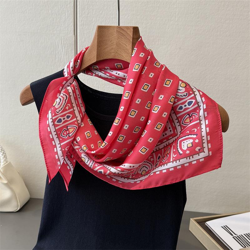 New ethnic- border printed imitation silk square scarf shawl neckerchief high-end neck-tie small square scarf silk