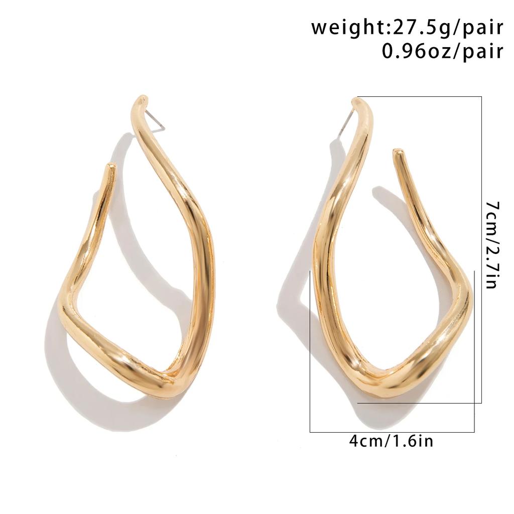 Punk Goth Hollow Irregular Metal Drop Earrings for Women 2025 Trendy Geometric Gold Color Piercing Earrings Jewelry Accessories