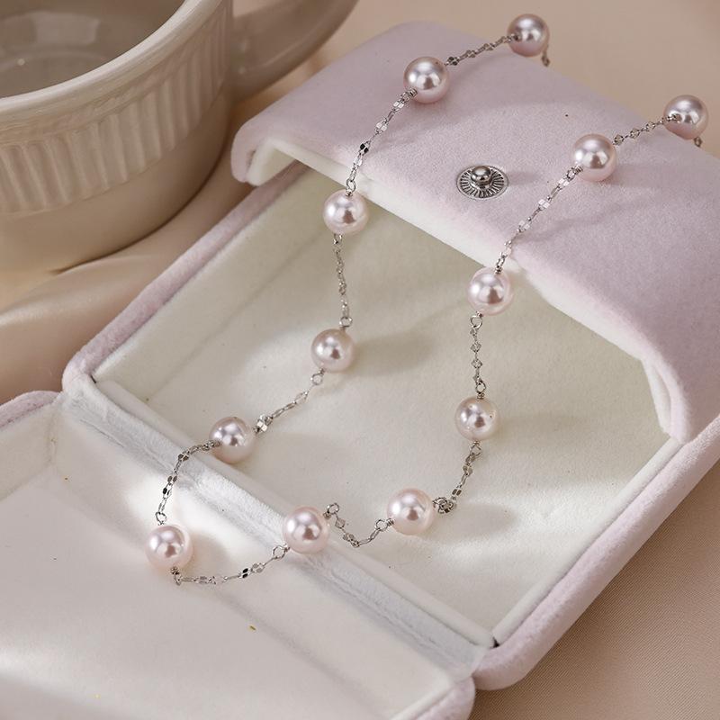 Manta rose pearl necklace niche retro temperament collarbone chain light luxury fashion versatile high-end earrings